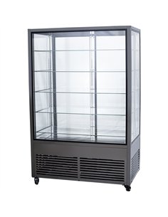 Commercial Upright Chilled Display Case 5 Glass Shelves 1250x695x1900mm Black | Stalwart DA-HNTK204BLACK