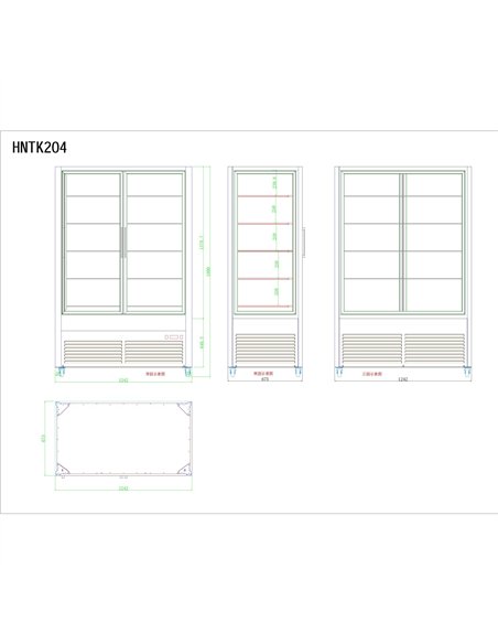 Commercial Upright Chilled Display Case 5 Glass Shelves 1250x695x1900mm Black | Stalwart DA-HNTK204BLACK