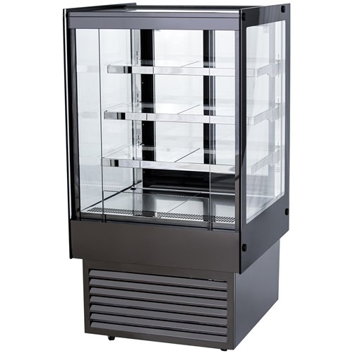 Commercial Upright Chilled Display Case 3 Glass Shelves 700x700x1300mm Black | Stalwart DA-HNTK206BLACK
