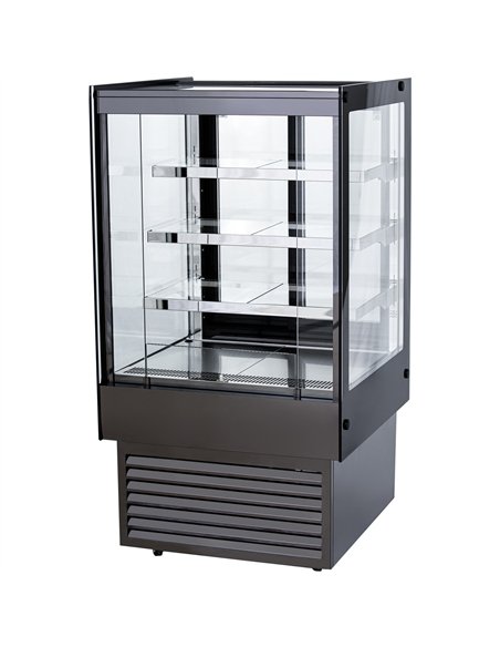 Commercial Upright Chilled Display Case 3 Glass Shelves 700x700x1300mm Black | Stalwart DA-HNTK206BLACK