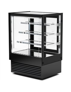 Commercial Upright Chilled Display Case 3 Glass Shelves 900x700x1300mm Black | Stalwart DA-HNTK208BLACK