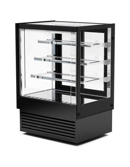 Commercial Upright Chilled Display Case 3 Glass Shelves 900x700x1300mm Black | Stalwart DA-HNTK208BLACK