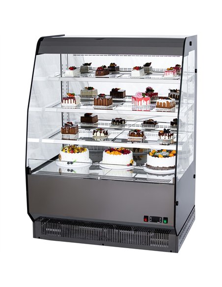 Commercial Upright Chilled Display Case 3 Glass Shelves 700x740x1380mm Black | Stalwart DA-HNTK210BLACK