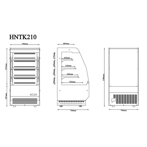 Commercial Upright Chilled Display Case 3 Glass Shelves 700x740x1380mm Black | Stalwart DA-HNTK210BLACK