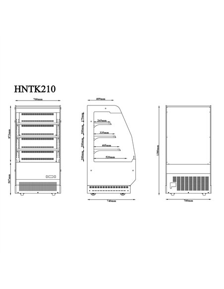 Commercial Upright Chilled Display Case 3 Glass Shelves 700x740x1380mm Black | Stalwart DA-HNTK210BLACK