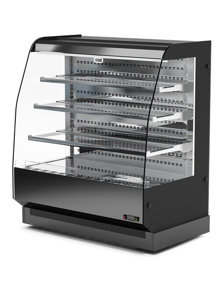 Commercial Upright Chilled Display Case 3 Glass Shelves 1000x740x1380mm Black | Stalwart DA-HNTK212BLACK