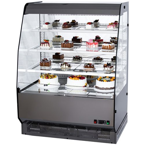 Commercial Upright Chilled Display Case 3 Glass Shelves 1000x740x1380mm Black | Stalwart DA-HNTK212BLACK