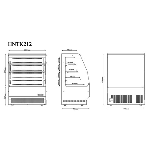 Commercial Upright Chilled Display Case 3 Glass Shelves 1000x740x1380mm Black | Stalwart DA-HNTK212BLACK
