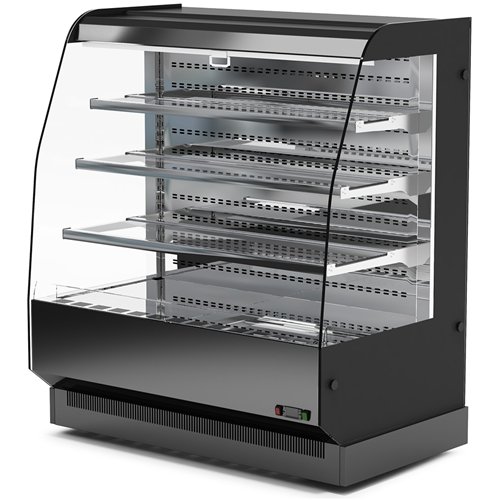 Commercial Upright Chilled Display Case 3 Glass Shelves 1300x740x1380mm Black | Stalwart DA-HNTK214BLACK