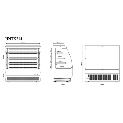 Commercial Upright Chilled Display Case 3 Glass Shelves 1300x740x1380mm Black | Stalwart DA-HNTK214BLACK