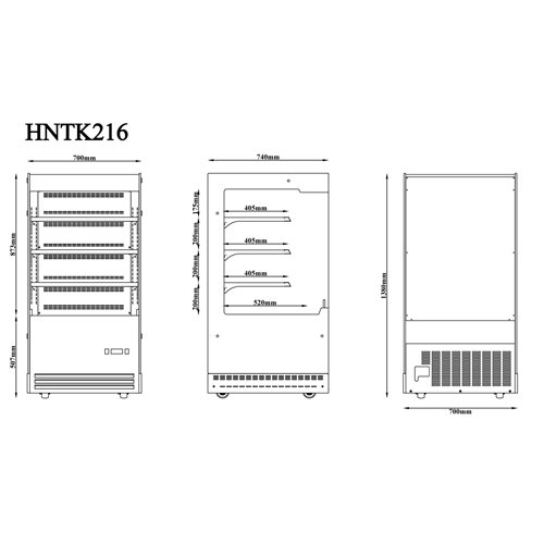 Commercial Upright Chilled Display Case 3 Glass Shelves 700x740x1380mm Black | Stalwart DA-HNTK216BLACK
