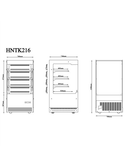 Commercial Upright Chilled Display Case 3 Glass Shelves 700x740x1380mm Black | Stalwart DA-HNTK216BLACK