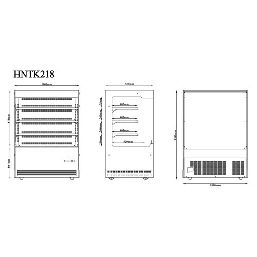 Commercial Upright Chilled Display Case 3 Glass Shelves 1000x740x1380mm Black | Stalwart DA-HNTK218BLACK