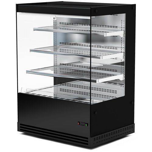 Commercial Upright Chilled Display Case 3 Glass Shelves 1300x740x1380mm Black | Stalwart DA-HNTK220BLACK