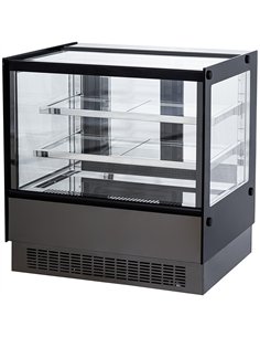 Commercial Upright Chilled Display Case 2 Glass Shelves 900x560x730mm Black | Stalwart DA-HNTK226BLACK