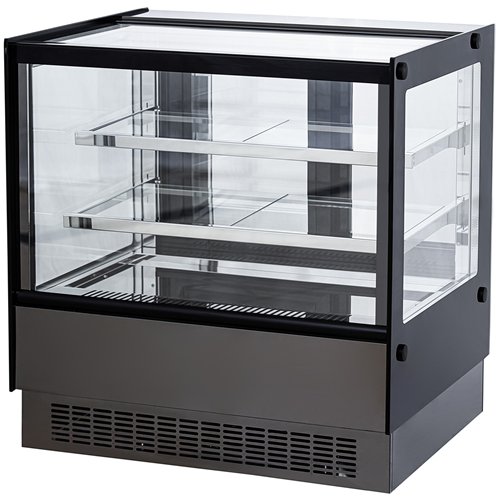 Commercial Upright Chilled Display Case 2 Glass Shelves 900x560x730mm Black | Stalwart DA-HNTK226BLACK
