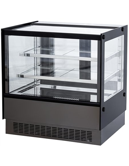 Commercial Upright Chilled Display Case 2 Glass Shelves 900x560x730mm Black | Stalwart DA-HNTK226BLACK