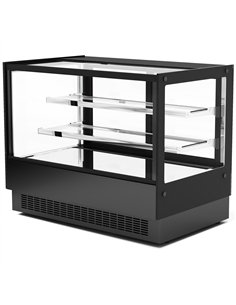 Commercial Upright Chilled Display Case 2 Glass Shelves 1200x560x730mm Black | Stalwart DA-HNTK228BLACK