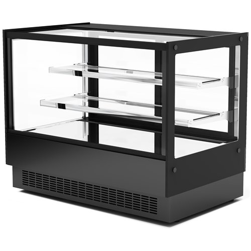 Commercial Upright Chilled Display Case 2 Glass Shelves 1200x560x730mm Black | Stalwart DA-HNTK228BLACK