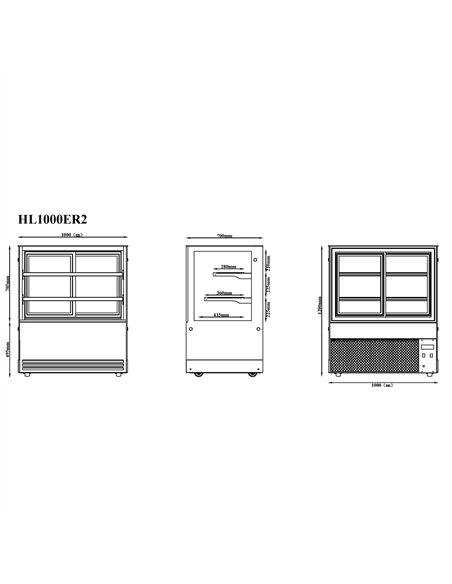 Display Showcase Merchandiser Fridge 355 Litres 2 Shelves 1000×700×1200mm Black &amp Stainless Steel | Stalwart DA-HL1000ER2