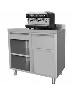 Commercial Stainless Steel Tall Coffee Station Table with Drawer 1000×600×1150mm | Stalwart DA-VC106FBU