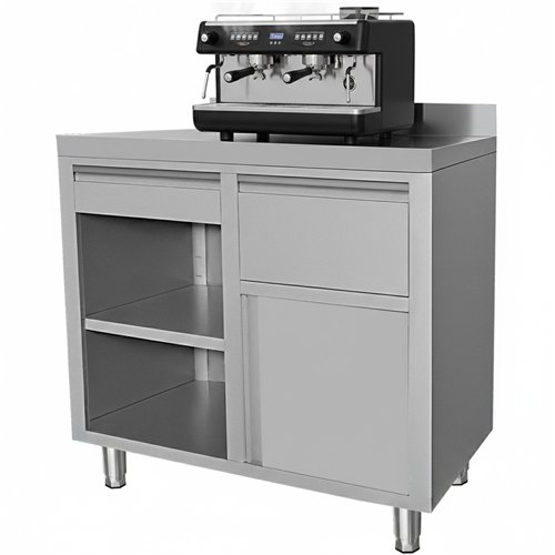 Commercial Stainless Steel Tall Coffee Station Table with Drawer 1000×600×1150mm | Stalwart DA-VC106FBU