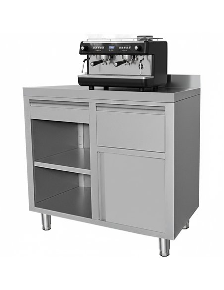 Commercial Stainless Steel Tall Coffee Station Table with Drawer 1000×600×1150mm | Stalwart DA-VC106FBU