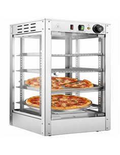 Commercial Pizza Warmer Stainless Steel 4 Racks Tempered Glass Adjustable Thermostat Width for 18” Pizzas | Stalwart DA-PW0118