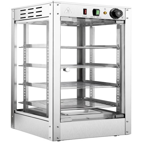 Commercial Pizza Warmer Stainless Steel 4 Racks Tempered Glass Adjustable Thermostat Width for 18” Pizzas | Stalwart DA-PW0118