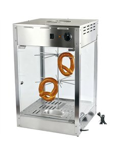 Commercial Churro/Pretzel Warmer Stainless Steel Rotating Rack Inside Lamp Adjustable Thermostat Width for 14” Snacks | Stalwart