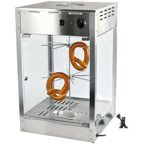 Commercial Churro/Pretzel Warmer Stainless Steel Rotating Rack Inside Lamp Adjustable Thermostat Width for 14” Snacks | Stalwart