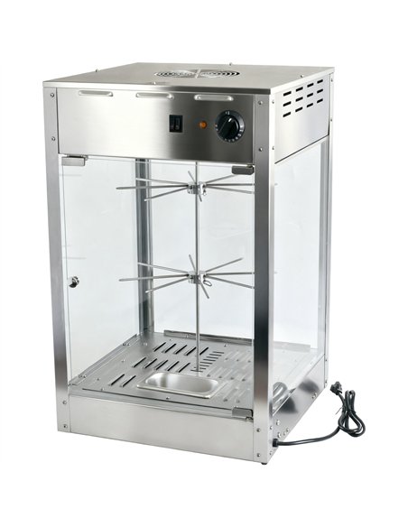 Commercial Churro/Pretzel Warmer Stainless Steel Rotating Rack Inside Lamp Adjustable Thermostat Width for 14” Snacks | Stalwart