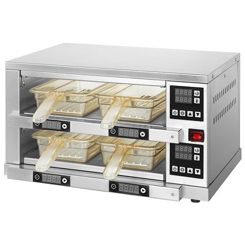 2-Layer Holding Cabinet RB24S Stainless Steel 4 Trays 560x440x320mm | Stalwart DA-RB24S