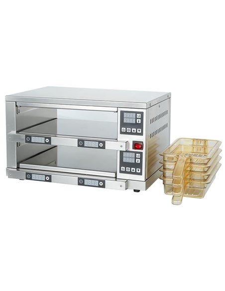 2-Layer Holding Cabinet RB24S Stainless Steel 4 Trays 560x440x320mm | Stalwart DA-RB24S