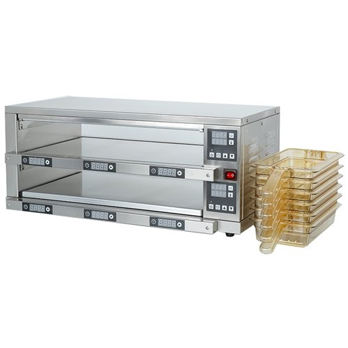 2-Layer Holding Cabinet RB26S Stainless Steel 6 Trays 750x440x320mm | Stalwart DA-RB26S