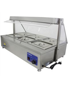 Countertop  Bain Marie Display Unit with Heating Lamps  6×GN 1/3 Pans with Glass Cover – 2600W | Stalwart DA-AHD4W 2