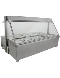 Countertop Bain Marie Display Unit with Heating Lamps 6×GN 1/2 Pans with Glass Cover 2900W| Stalwart DA-AHD6W 2