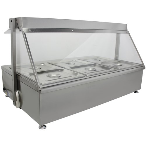 Countertop Bain Marie Display Unit with Heating Lamps 6×GN 1/2 Pans with Glass Cover 2900W| Stalwart DA-AHD6W
