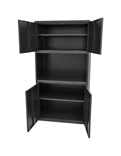 Heavy Duty Steel Upright Storage Cabinet with 4 Doors 1850x900x400mm Black | Stalwart DA-JYKM02 2