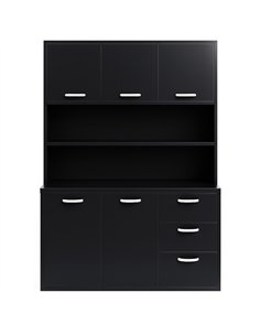 Heavy Duty Steel Upright Storage Cabinet with 4 Doors and 3 Drawers, 1900x1190mm Black | Stalwart DA-JYKM03