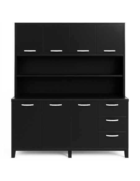 Heavy Duty Steel Upright Storage Cabinet with 7 Doors and 3 Drawers, 1900x1600mm Black | Stalwart DA-JYKM04