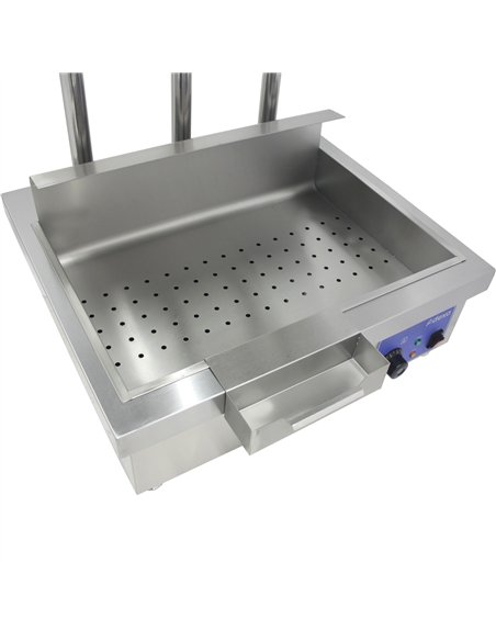 Commercial Stainless Steel Chip Warmer Station with Explosion-Proof Lamp and Thermostat, 700x630x760mm | Stalwart DA-PFW1T2