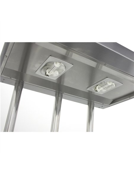 Commercial Stainless Steel Chip Warmer Station with Explosion-Proof Lamp and Thermostat, 700x630x760mm | Stalwart DA-PFW1T2