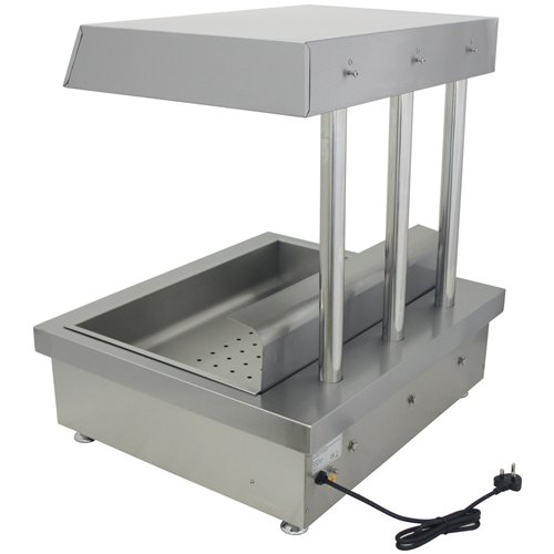 Commercial Stainless Steel Chip Warmer Station with Explosion-Proof Lamp and Thermostat, 700x630x760mm | Stalwart DA-PFW1T2