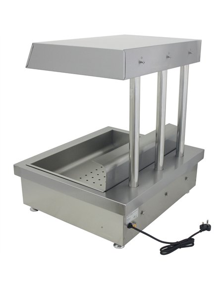 Commercial Stainless Steel Chip Warmer Station with Explosion-Proof Lamp and Thermostat, 700x630x760mm | Stalwart DA-PFW1T2