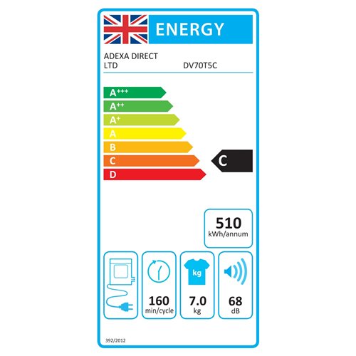 Tumble Dryer 7kg Front Load with LED Display 555x595x850mm | Stalwart DA-DV70T5C