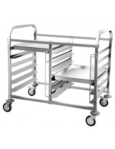 Double Rack/Tray/Pan Trolley Stainless Steel Bakery 600×400mm 6×2 Tier 900×820×950mm | Stalwart DA-JSN240