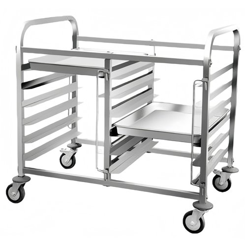 Double Rack/Tray/Pan Trolley Stainless Steel Bakery 600×400mm 6×2 Tier 900×820×950mm | Stalwart DA-JSN240