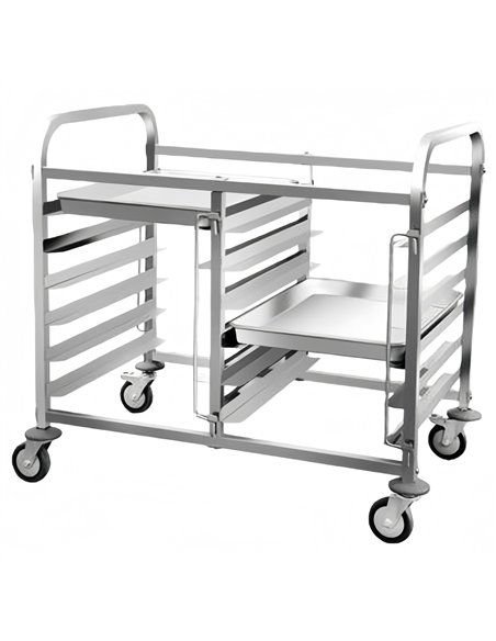 Double Rack/Tray/Pan Trolley Stainless Steel Bakery 600×400mm 6×2 Tier 900×820×950mm | Stalwart DA-JSN240