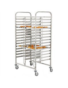 Double Rack/Tray/Pan Trolley Stainless Steel Bakery 600×400mm 15×2 Tier 900×820×1700mm| Stalwart DA-JSN242
